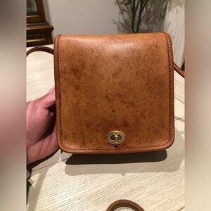 Vintage Coach Early Compact Pouch #9620 British Tan Leather Donor/Upcraft Purse